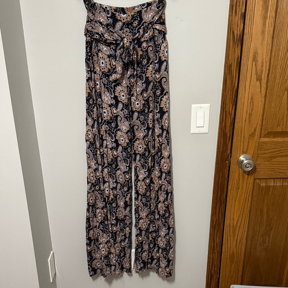 Free People One Paisley Wide-Leg Pants